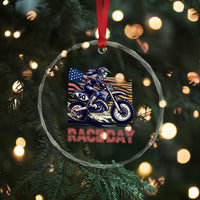 Dirt Bike Girl Crystal Glass Ornament Patriotic Motocross American Flag Racing TS14