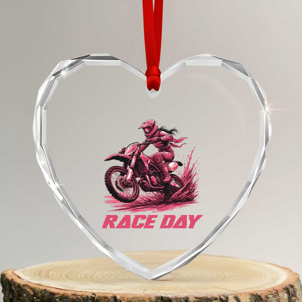 Dirt Bike Girl Heart Crystal Glass Ornament Motocross Racing Women - Wonder Print Shop