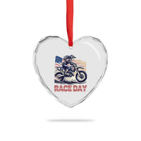 Dirt Bike Girl Heart Crystal Glass Ornament Patriotic Motocross American Flag Racing - Wonder Print Shop