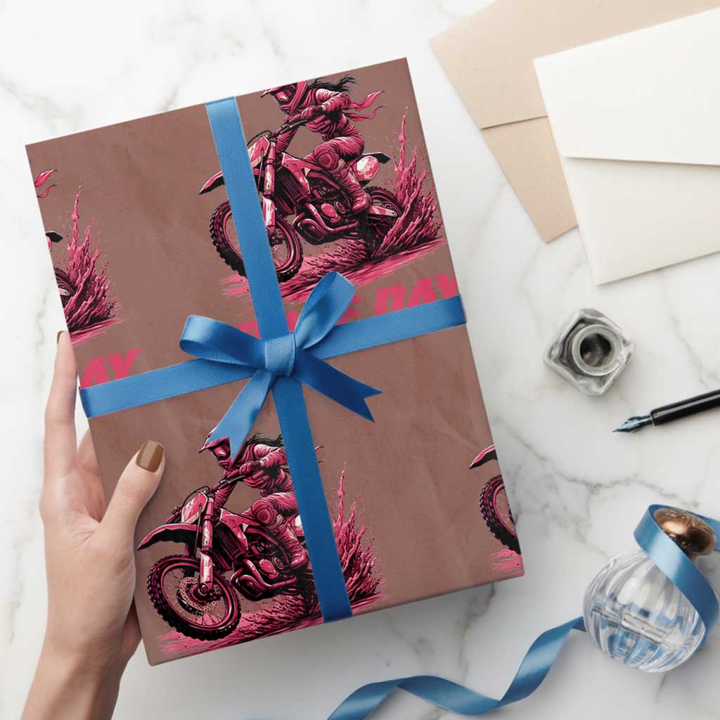 Dirt Bike Girl Wrapping Paper Roll Motocross Racing Women - Wonder Print Shop