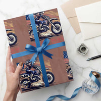 Dirt Bike Girl Wrapping Paper Roll Patriotic Motocross American Flag Racing - Wonder Print Shop
