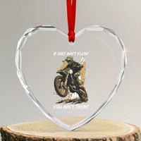 Dirt Bike Motocross Camo Heart Crystal Glass Ornament If Dirt Ain't Flyin You Ain't Tryin - Wonder Print Shop