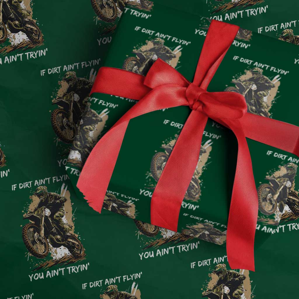 Dirt Bike Motocross Camo Wrapping Paper Roll If Dirt Ain't Flyin You Ain't Tryin - Wonder Print Shop