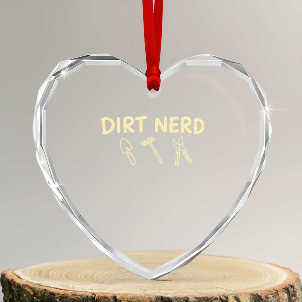 Dirt Nerd Heart Crystal Glass Ornament Funny Gardening Lover Gardener