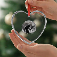 Disc Golf Bigfoot Heart Crystal Glass Ornament Funny Cool Full Moon & Trees Sasquatch - Wonder Print Shop