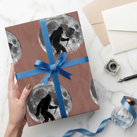 Disc Golf Bigfoot Wrapping Paper Roll Funny Cool Full Moon & Trees Sasquatch - Wonder Print Shop