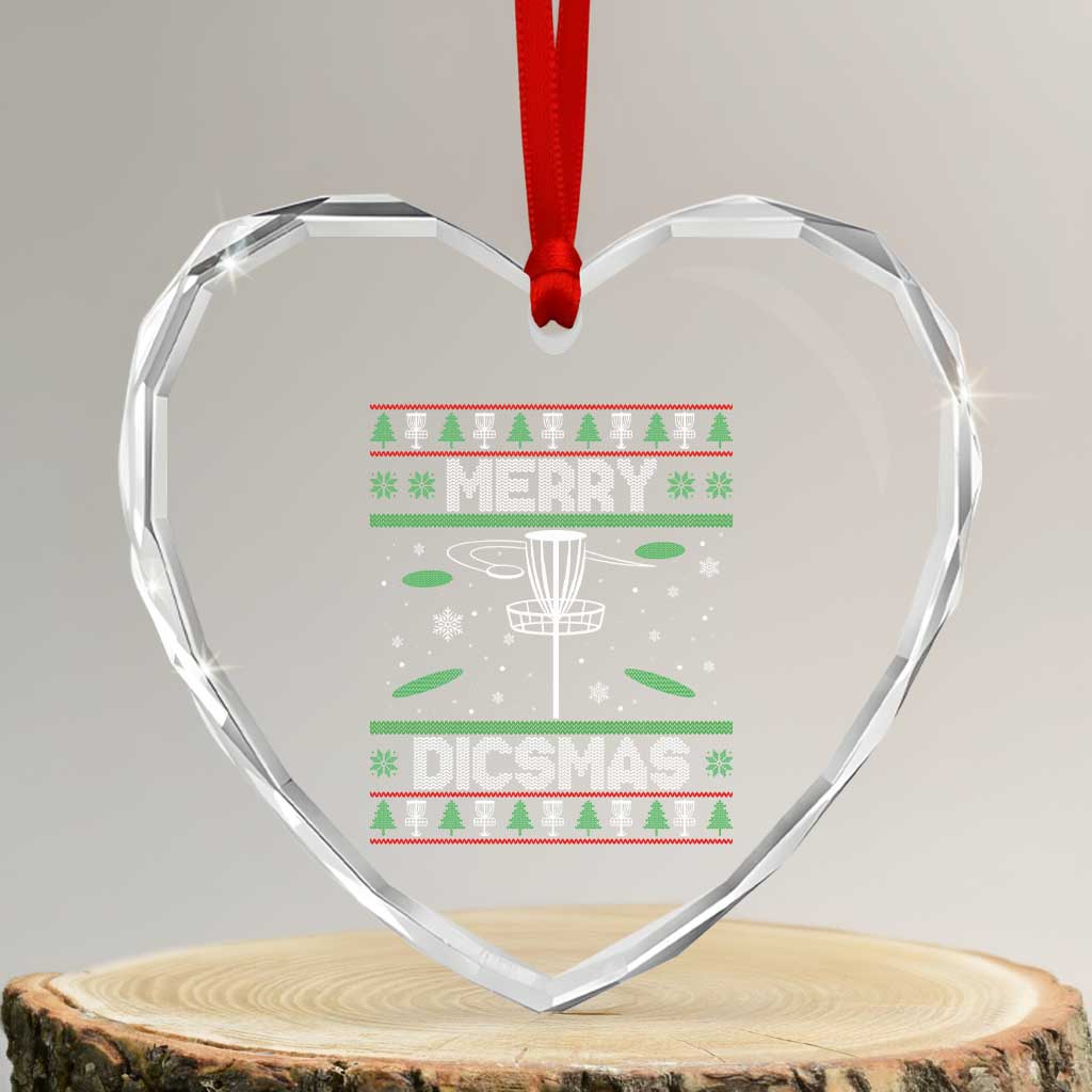 Disc Golf Christmas Heart Crystal Glass Ornament Merry Discmas Ugly Xmas - Wonder Print Shop