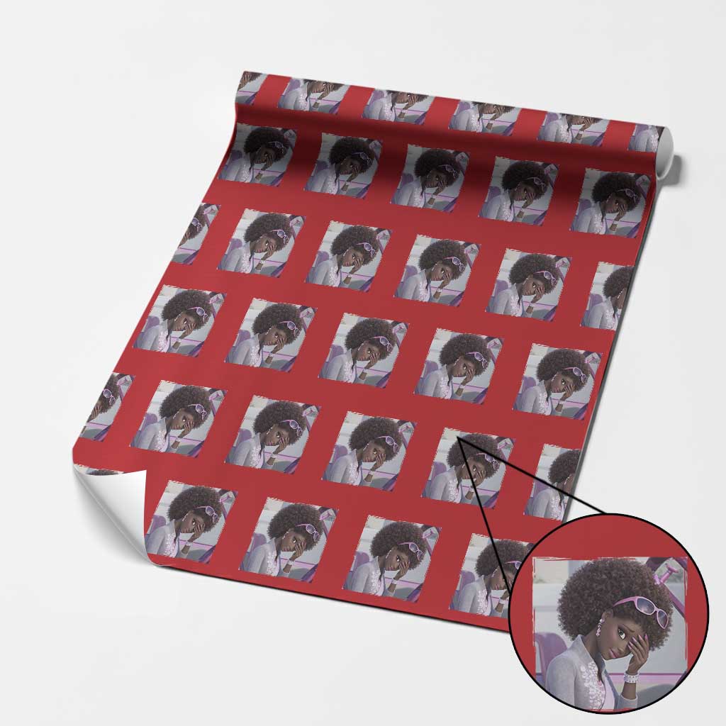 Disgusted Black Doll Meme Wrapping Paper Roll Funny Sassy Reaction Afro Girl With Attitude