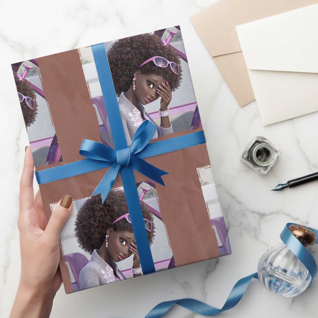 Disgusted Black Doll Meme Wrapping Paper Roll Funny Sassy Reaction Afro Girl With Attitude