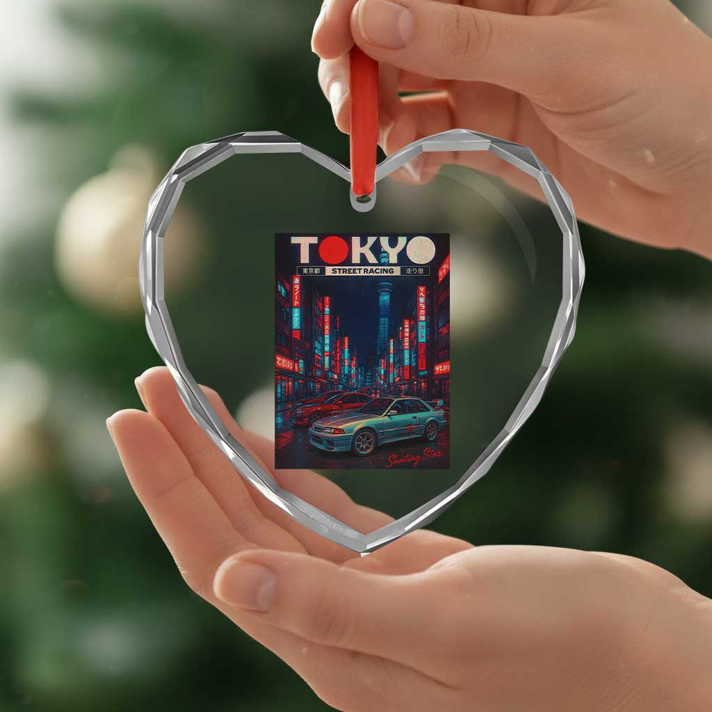 Distress JDM Tokyo Japan Drift Race Car Heart Crystal Glass Ornament Retro Vintage Japanese Graphic - Wonder Print Shop