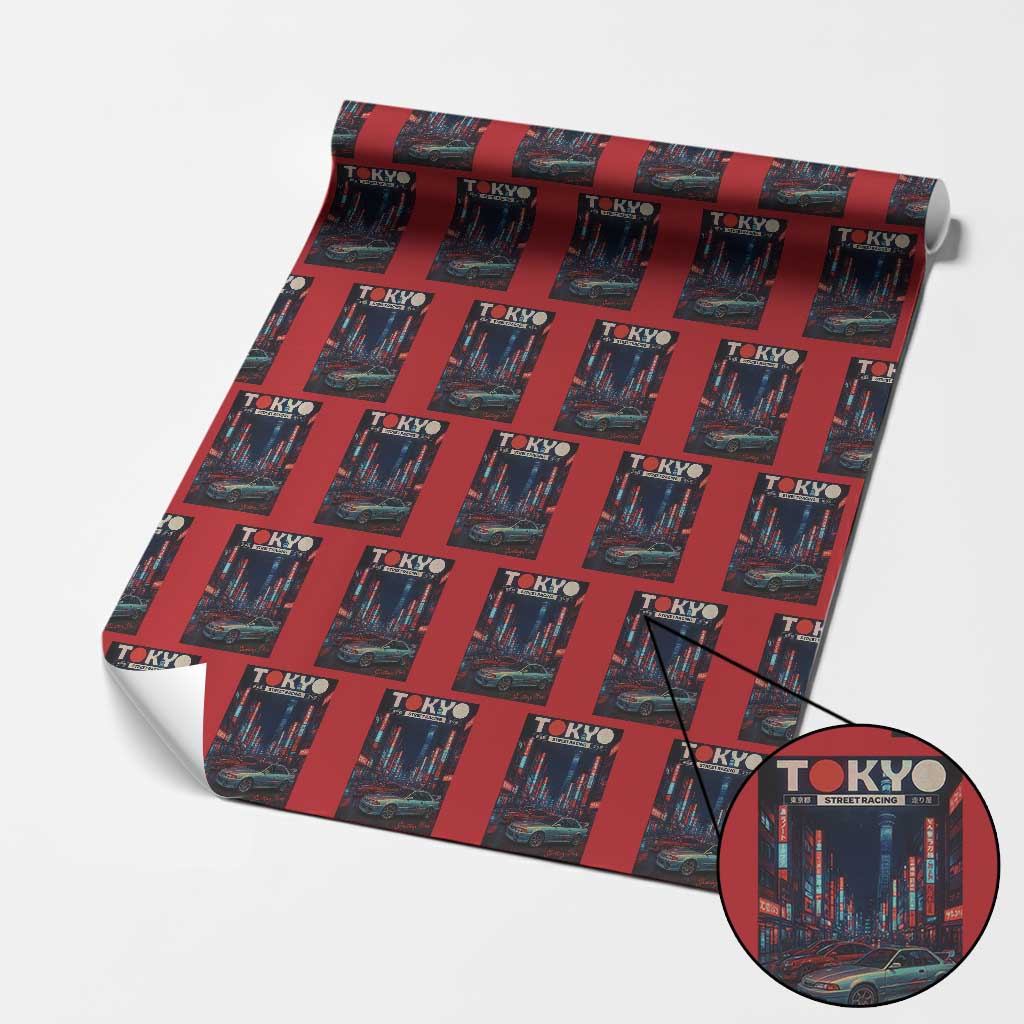 Distress JDM Tokyo Japan Drift Race Car Wrapping Paper Roll Retro Vintage Japanese Graphic - Wonder Print Shop