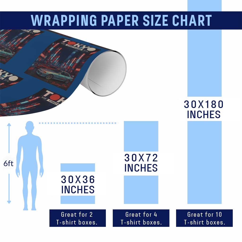 Distress JDM Tokyo Japan Drift Race Car Wrapping Paper Roll Retro Vintage Japanese Graphic - Wonder Print Shop