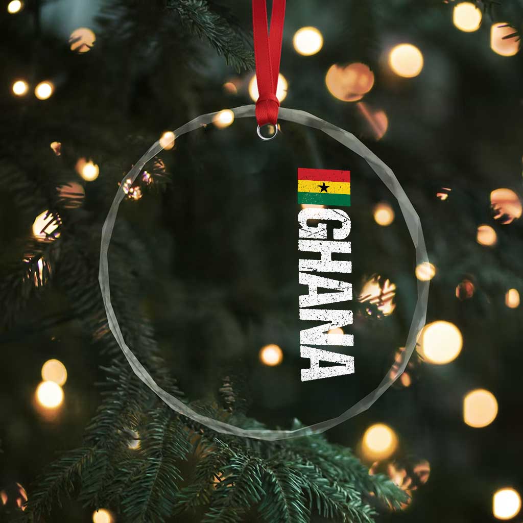 Distressed Ghana Flag Crystal Glass Ornament Vintage Ghanese Flag Africa Ghanaian Heritage