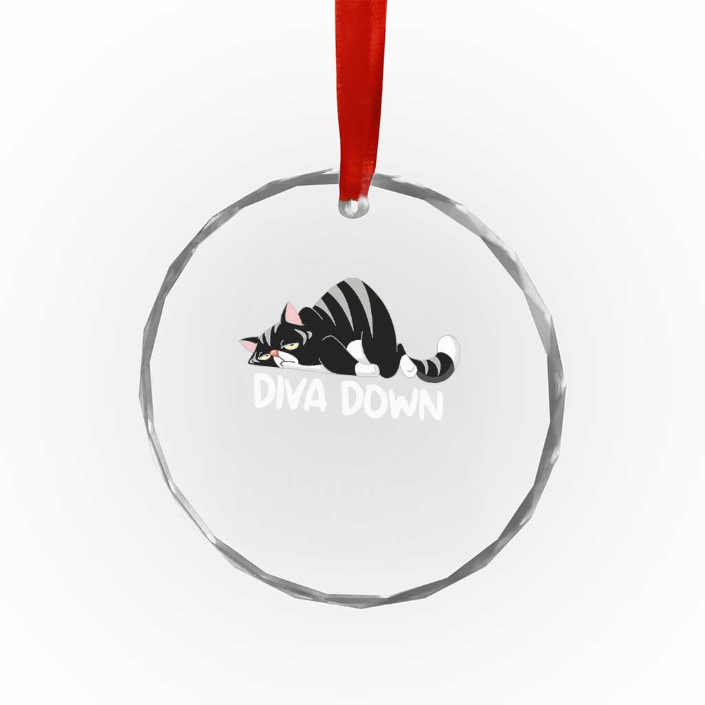 Diva Down Crystal Glass Ornament Funny Sarcastic Cat Meme