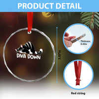 Diva Down Crystal Glass Ornament Funny Sarcastic Cat Meme