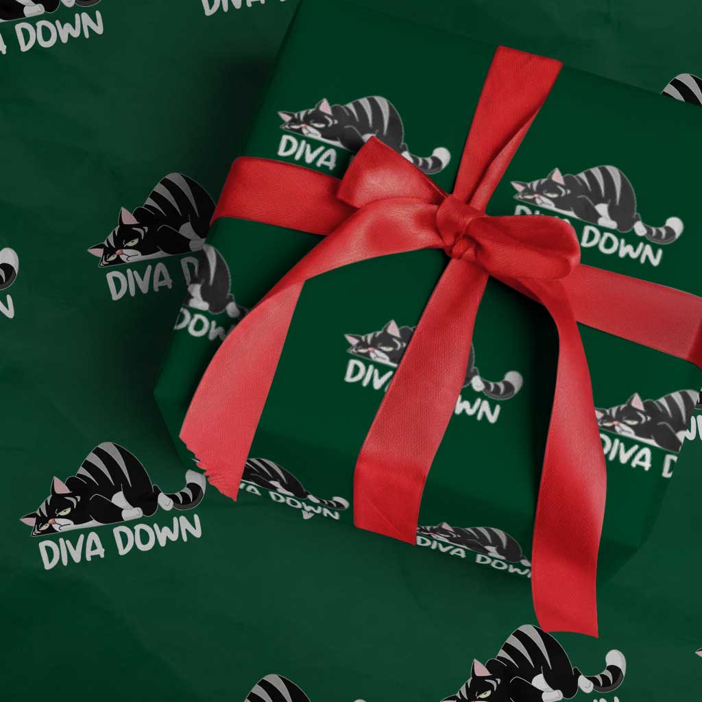 Diva Down Wrapping Paper Roll Funny Sarcastic Cat Meme