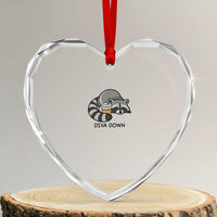 Diva Down Heart Crystal Glass Ornament Funny Raccoon Relaxed