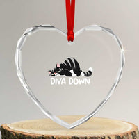 Diva Down Heart Crystal Glass Ornament Funny Sarcastic Cat Meme