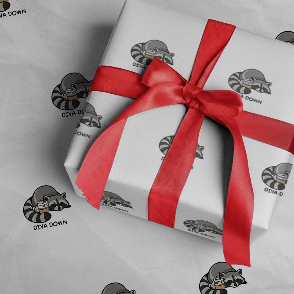 Diva Down Wrapping Paper Roll Funny Raccoon Relaxed