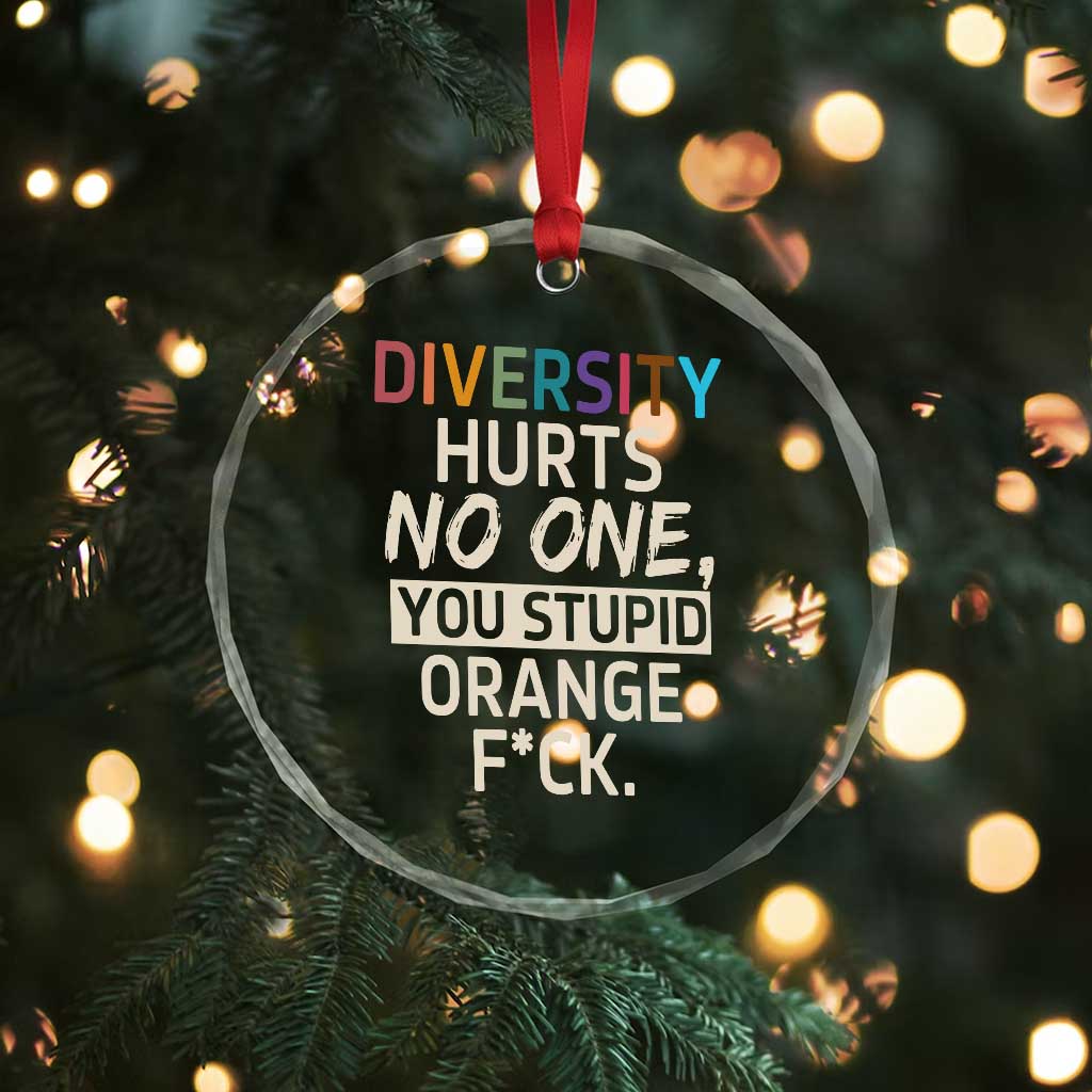 Diversity Hurts No One Crystal Glass Ornament Equality and Inclusion Bold Statement TS02