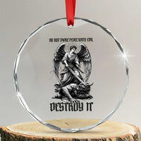 Do Not Make Peace With Evil Crystal Glass Ornament Archangel Saint Michael