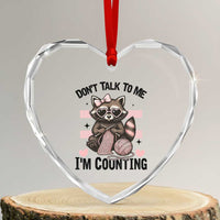 Do Not Talk To Me I Am Counting Heart Crystal Glass Ornament Funny Crochet Raccoon - Wonder Print Shop
