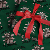 Do Not Talk To Me I Am Counting Wrapping Paper Roll Funny Crochet Raccoon - Wonder Print Shop