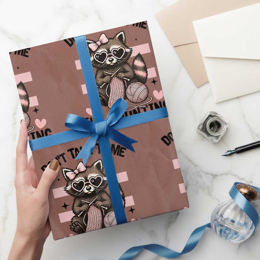 Do Not Talk To Me I Am Counting Wrapping Paper Roll Funny Crochet Raccoon - Wonder Print Shop