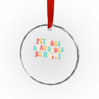 Dog Book Lover Crystal Glass Ornament Retro Groovy Flower Bookish Dog Mom Gift