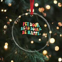 Dog Book Lover Crystal Glass Ornament Retro Groovy Flower Bookish Dog Mom Gift