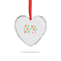 Dog Book Lover Heart Crystal Glass Ornament Retro Groovy Flower Bookish Dog Mom Gift