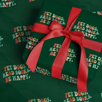Dog Book Lover Wrapping Paper Roll Retro Groovy Flower Bookish Dog Mom Gift