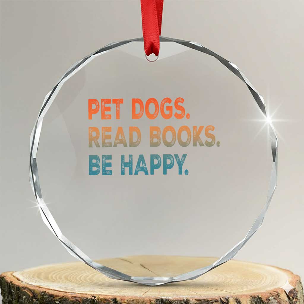 Dog Book Lovers Crystal Glass Ornament Retro Pet Dogs Read Books Be Happy