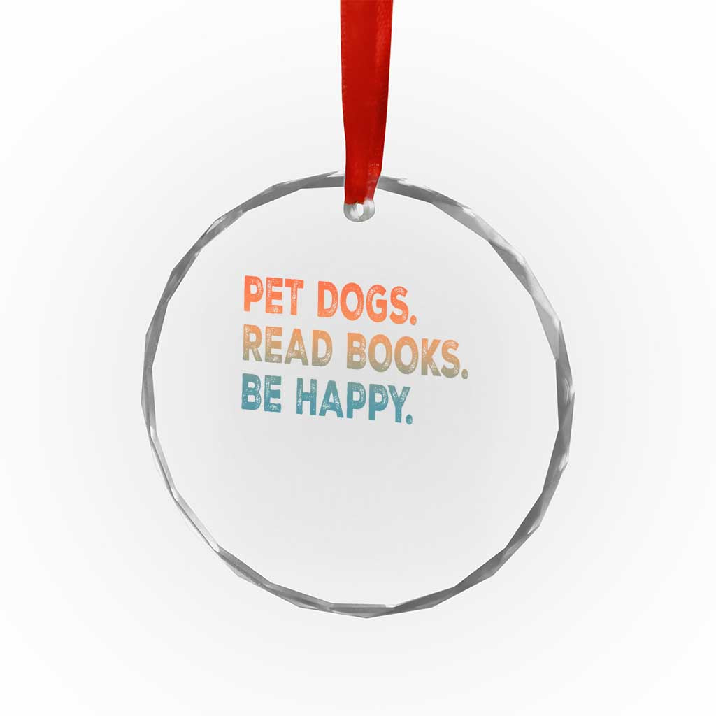 Dog Book Lovers Crystal Glass Ornament Retro Pet Dogs Read Books Be Happy