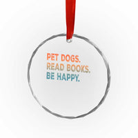 Dog Book Lovers Crystal Glass Ornament Retro Pet Dogs Read Books Be Happy