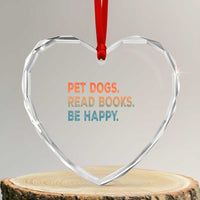 Dog Book Lovers Heart Crystal Glass Ornament Retro Pet Dogs Read Books Be Happy