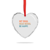Dog Book Lovers Heart Crystal Glass Ornament Retro Pet Dogs Read Books Be Happy