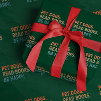 Dog Book Lovers Wrapping Paper Roll Retro Pet Dogs Read Books Be Happy