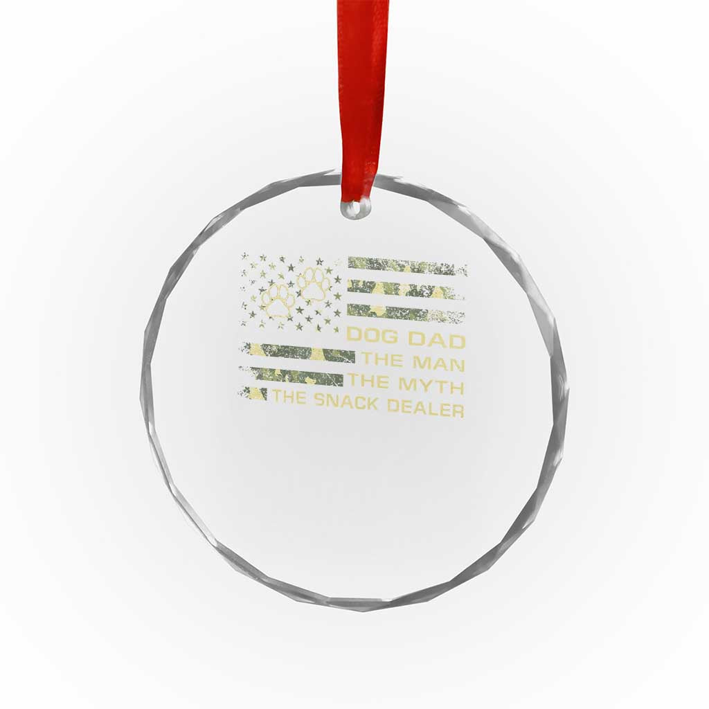 Dog Dad Crystal Glass Ornament Fathers Day Gift for Dog Lovers Camo American Flag USA - Wonder Print Shop
