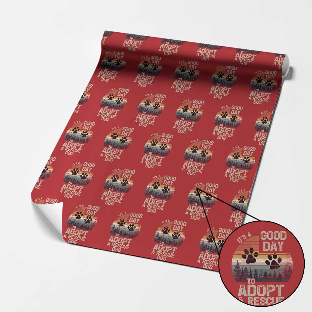 Dog Rescue Wrapping Paper Roll Retro Its A Good Day to Adopt Rescue Dog - Wonder Print Shop