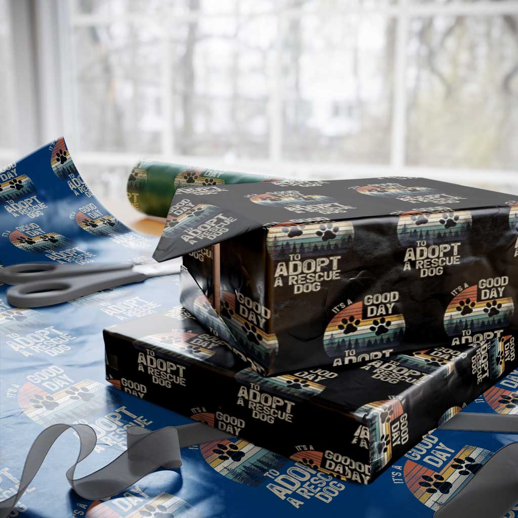 Dog Rescue Wrapping Paper Roll Retro Its A Good Day to Adopt Rescue Dog - Wonder Print Shop