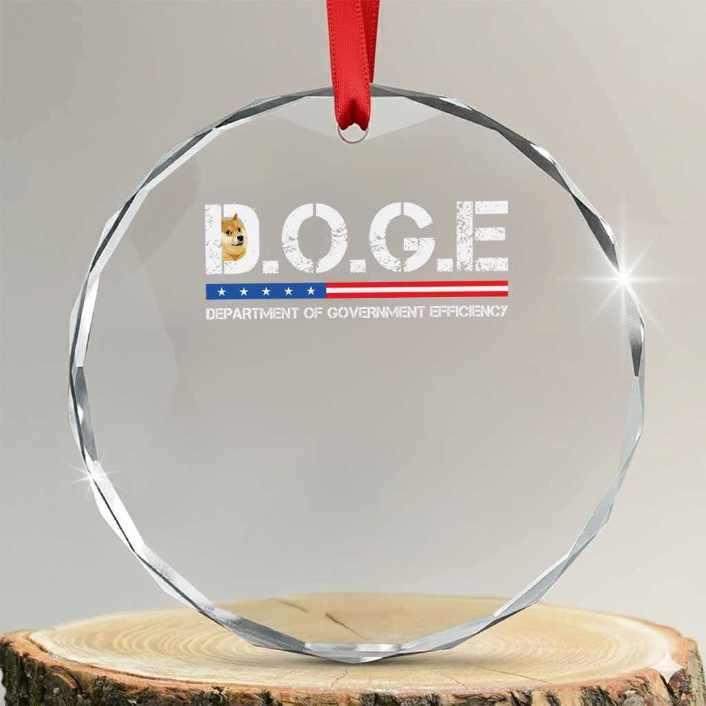 DOGE Department of Government Efficiency Crystal Glass Ornament - Wonder Print Shop