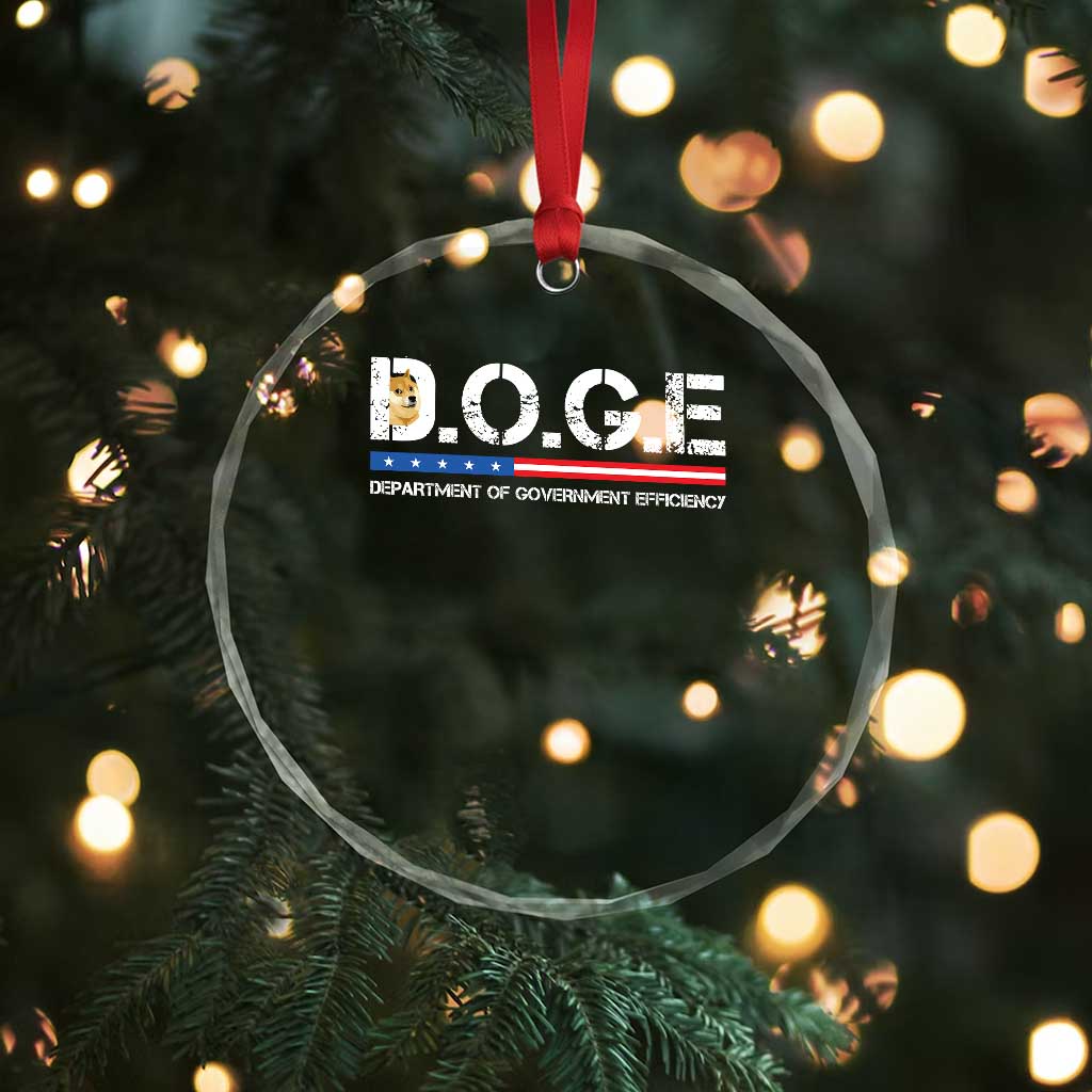 DOGE Department of Government Efficiency Crystal Glass Ornament - Wonder Print Shop