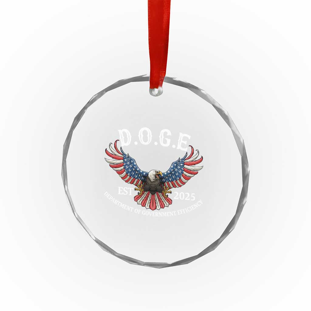 DOGE Department Of Government Efficiency Crystal Glass Ornament Est 2025 American Eagle TS02