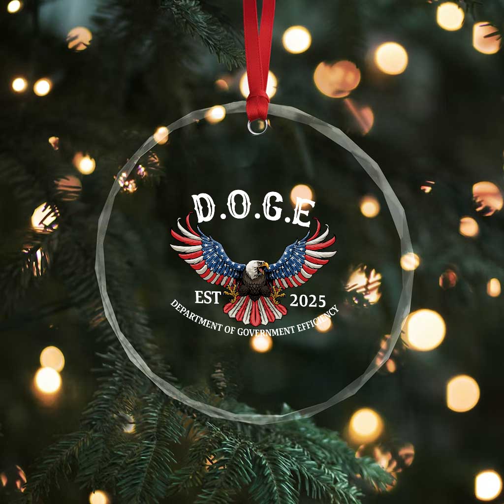 DOGE Department Of Government Efficiency Crystal Glass Ornament Est 2025 American Eagle TS02
