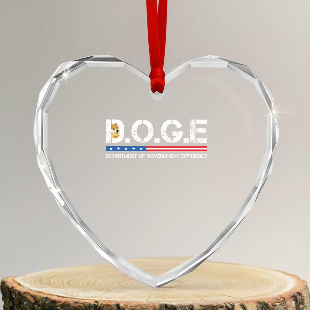 DOGE Department of Government Efficiency Heart Crystal Glass Ornament - Wonder Print Shop