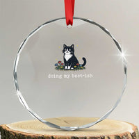 Doing My Best-ish Crystal Glass Ornament Funny Cat Sarcastic Joke