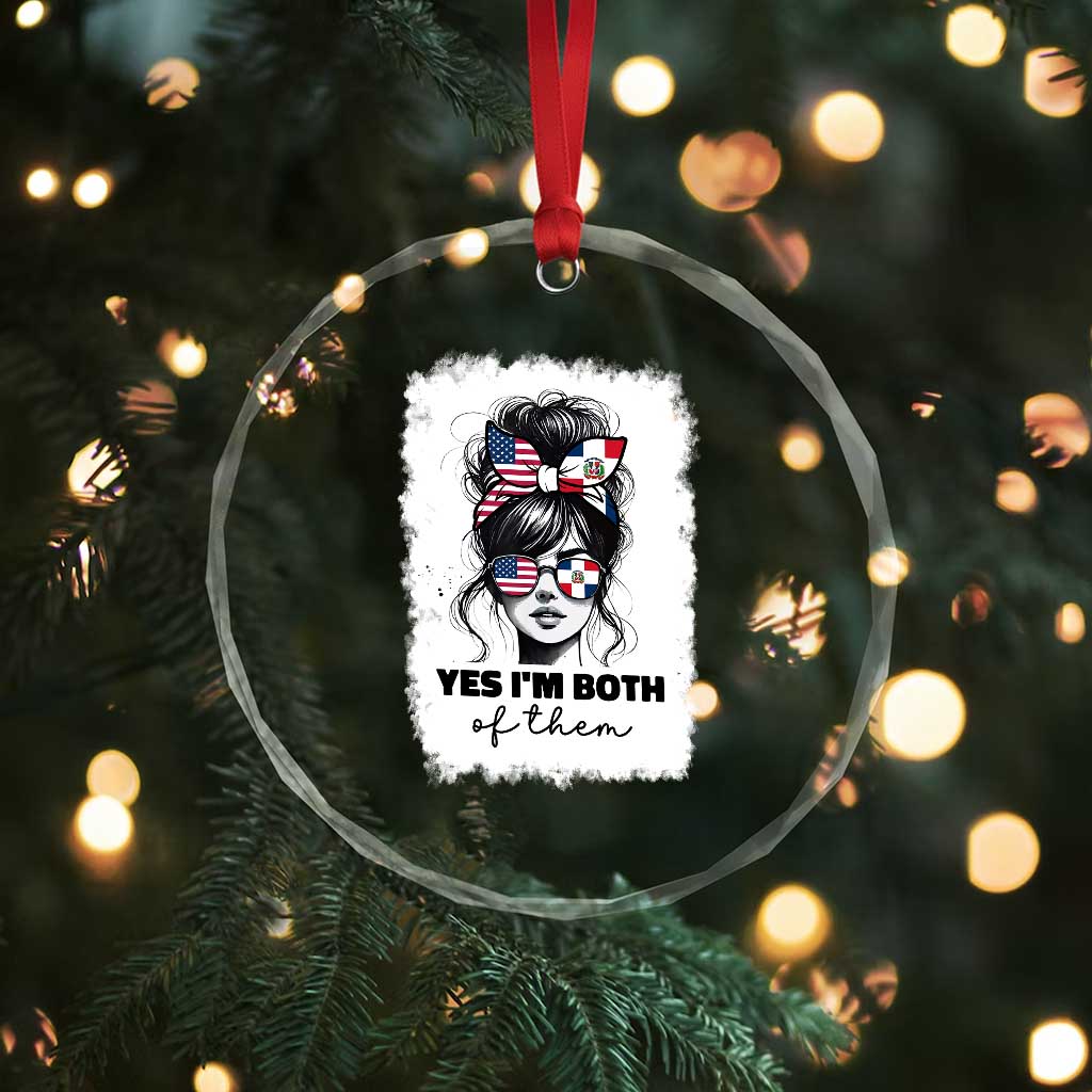 Dominican American Woman Crystal Glass Ornament Yes Im Both Of Them