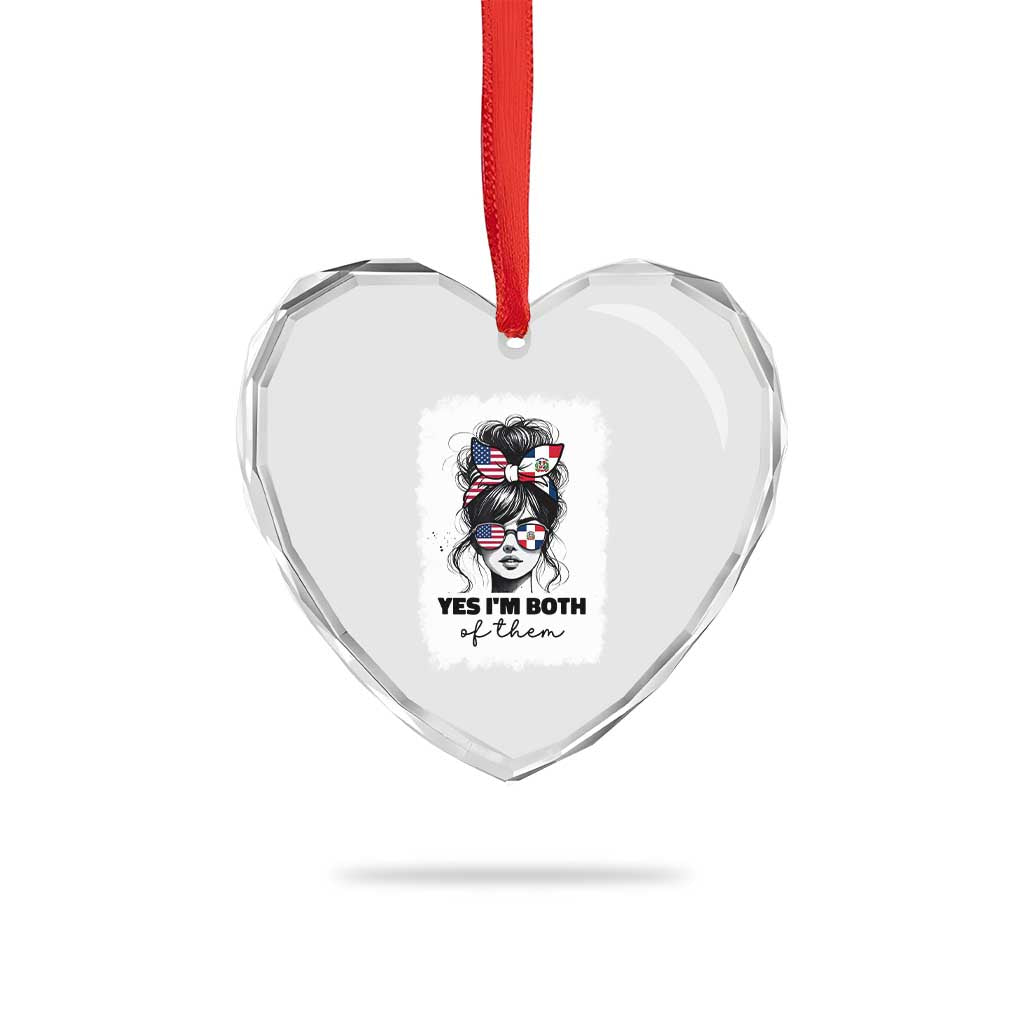 Dominican American Woman Heart Crystal Glass Ornament Yes Im Both Of Them