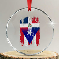 Dominican Puerto Rican Flag Crystal Glass Ornament Mixed Heritage Pride